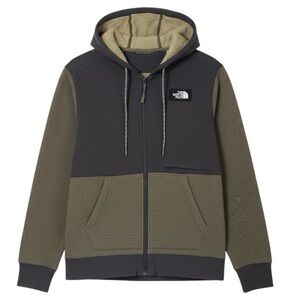 The North Face Men’s Full-Zip Sherpa-Lined Hoodie Jacket – Olive/Blue– Size M